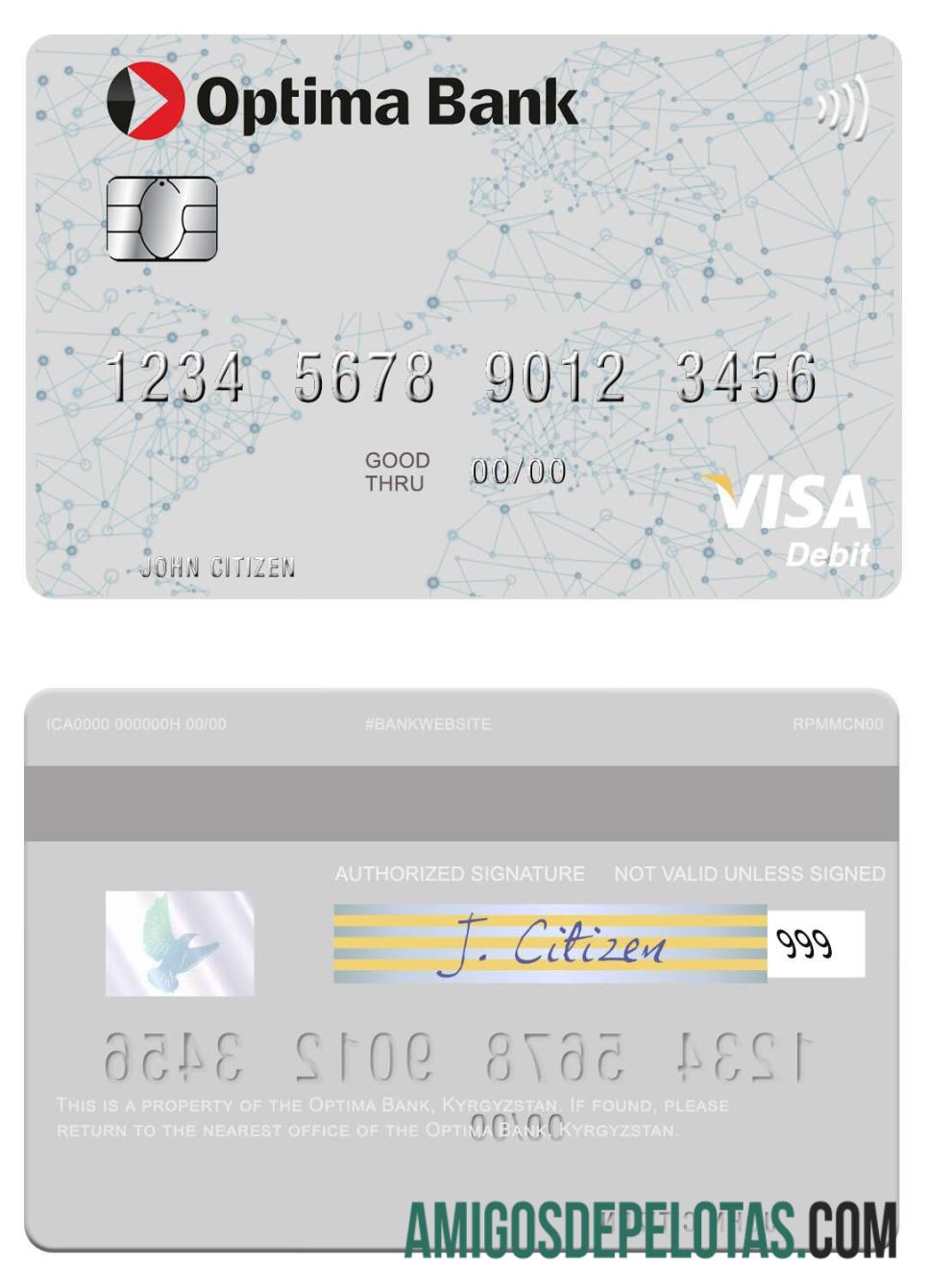 Kyrgyzstan Optima Bank Visa Debit Card download for verification